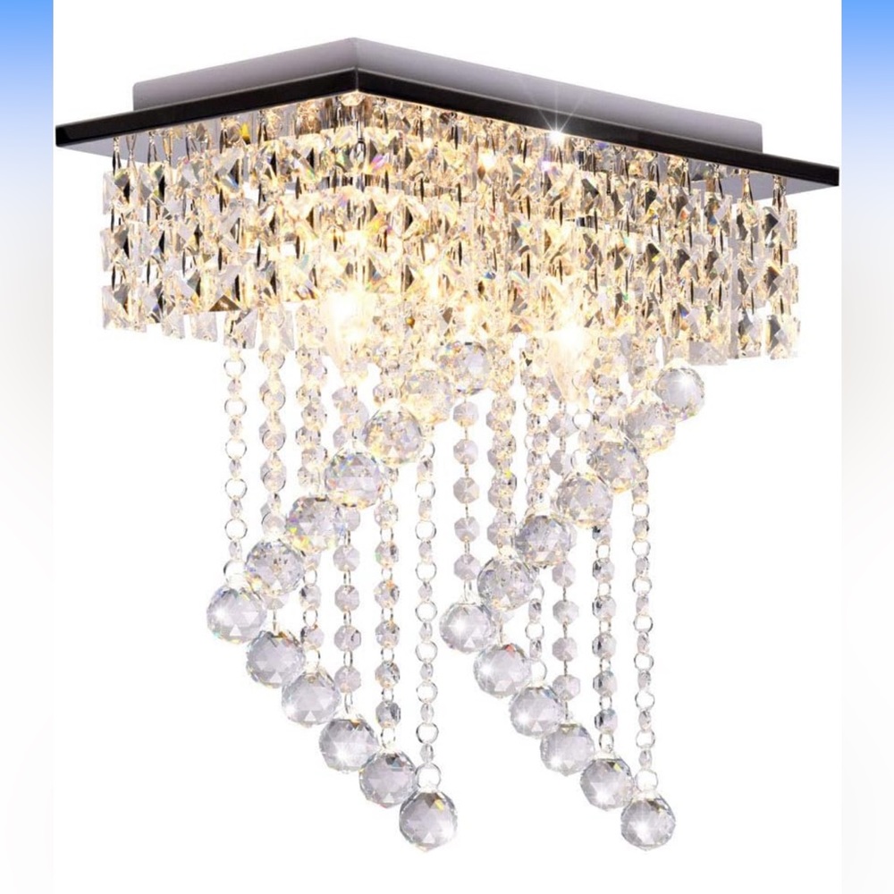 Flush Mount 2-Light Crystal Chandelier
